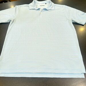 Columbia Golf Polo T Shirt blue stripes